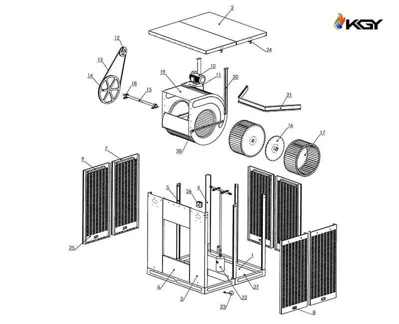 کولر صنعتی سانتریفیوژ : سرمایش مطبوع فضاهای بزرگ (راهنمای کامل) 4 اجزای اصلی کولر صنعتی سانتریفیوژ