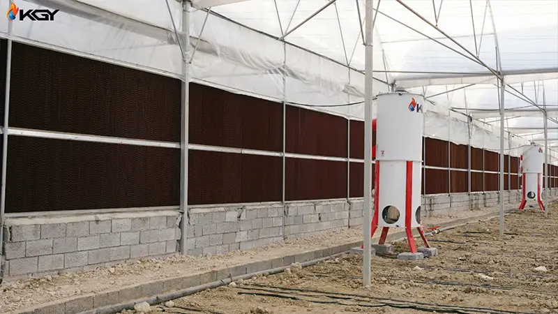 پد سلولزی با قاب گالوانیزه 6 پد در گلخانه