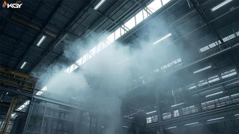 مزایای شگفتانگیز استفاده از سیستم مه پاش صنعتی در کارخانهها 1 دستگاه مه پاش صنعتی