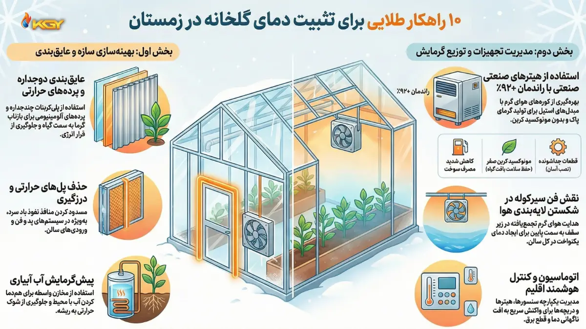 راهکارهای طلایی برای تثبیت دمای گلخانه در زمستان